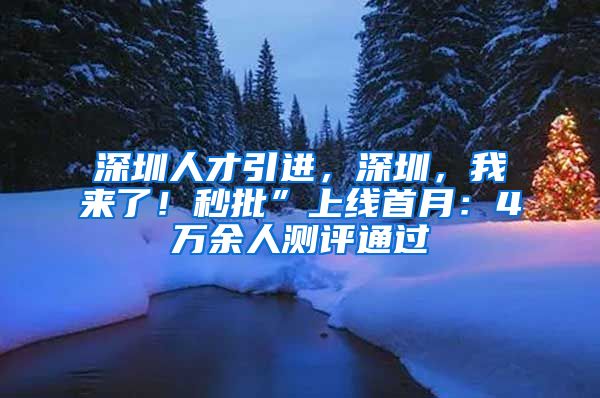 深圳人才引进，深圳，我来了！秒批”上线首月：4万余人测评通过