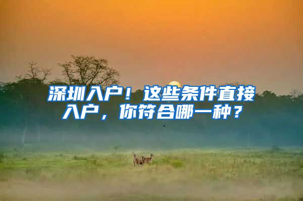 深圳入户！这些条件直接入户，你符合哪一种？