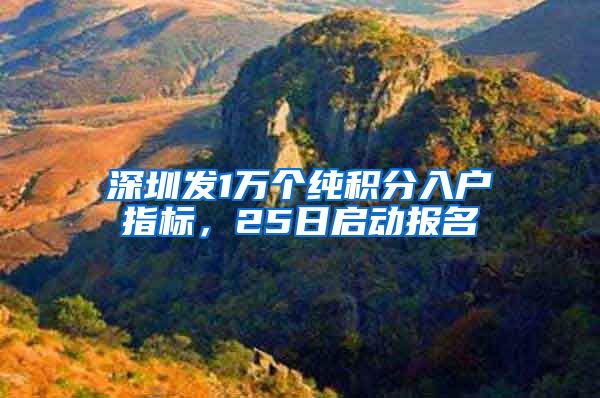 深圳发1万个纯积分入户指标，25日启动报名