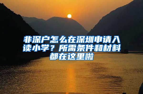 非深户怎么在深圳申请入读小学？所需条件和材料都在这里啦