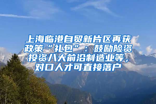 上海临港自贸新片区再获政策“礼包”：鼓励险资投资八大前沿制造业等，对口人才可直接落户