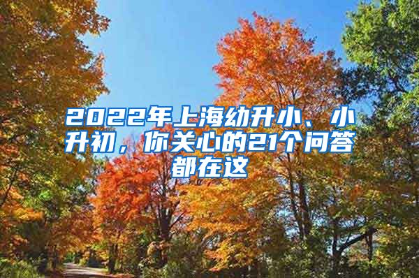 2022年上海幼升小、小升初，你关心的21个问答都在这