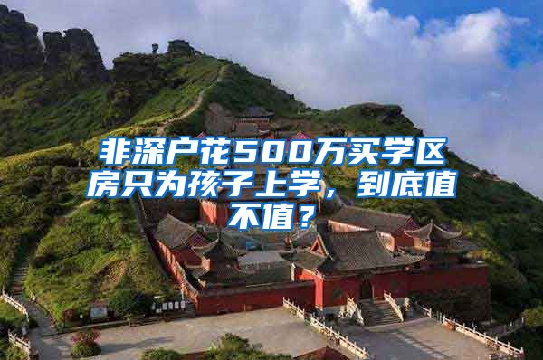 非深户花500万买学区房只为孩子上学，到底值不值？