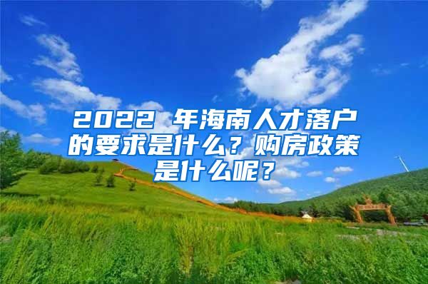 2022 年海南人才落户的要求是什么？购房政策是什么呢？