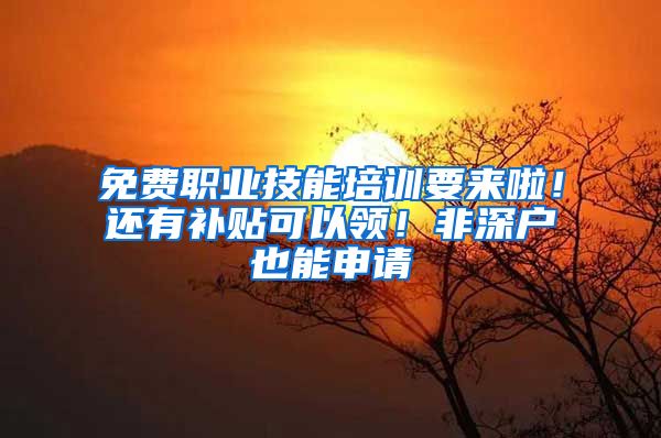 免费职业技能培训要来啦！还有补贴可以领！非深户也能申请