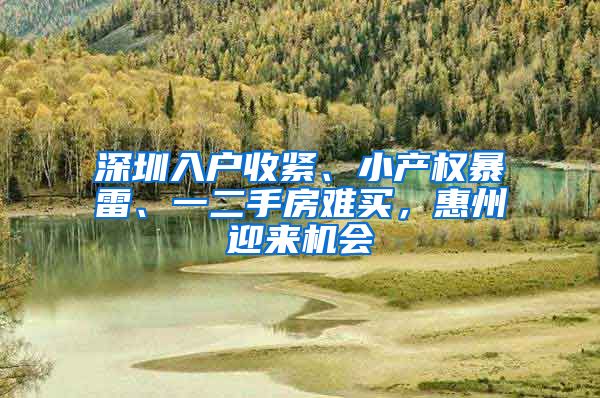 深圳入户收紧、小产权暴雷、一二手房难买，惠州迎来机会