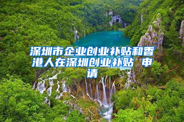 深圳市企业创业补贴和香港人在深圳创业补贴 申请