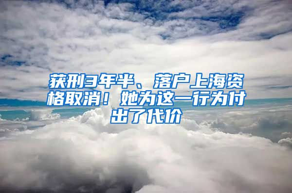 获刑3年半、落户上海资格取消！她为这一行为付出了代价