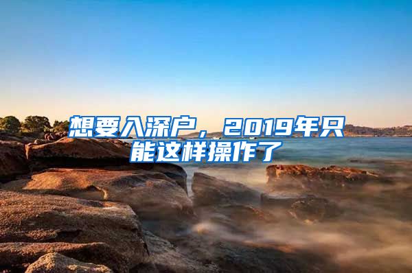 想要入深户，2019年只能这样操作了