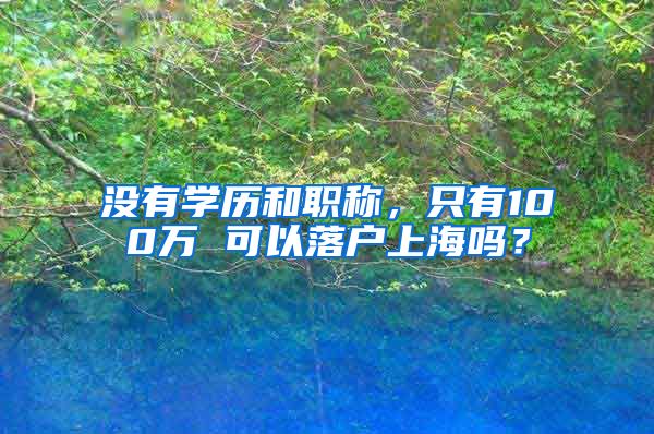 没有学历和职称，只有100万 可以落户上海吗？