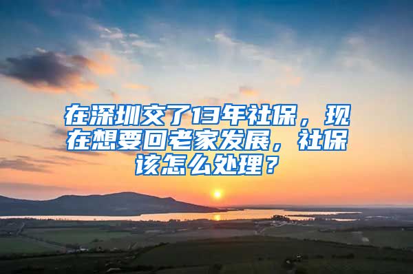 在深圳交了13年社保，现在想要回老家发展，社保该怎么处理？