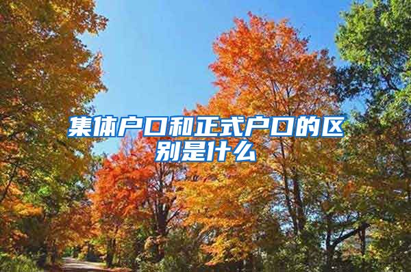集体户口和正式户口的区别是什么