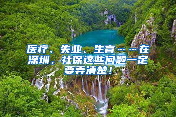 医疗、失业、生育……在深圳，社保这些问题一定要弄清楚！