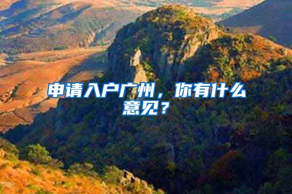 申请入户广州，你有什么意见？
