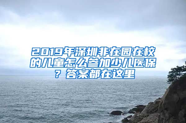 2019年深圳非在园在校的儿童怎么参加少儿医保？答案都在这里