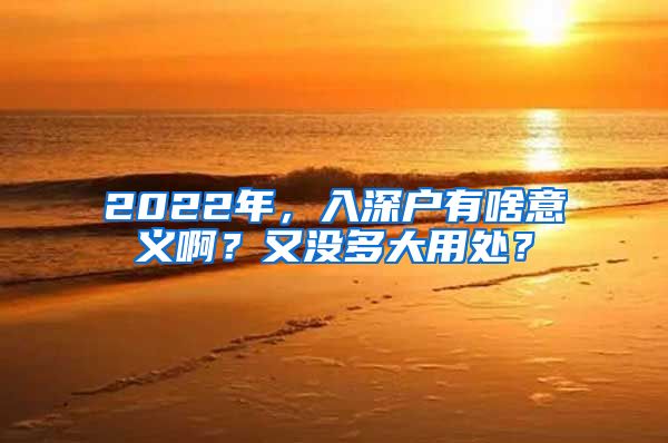 2022年，入深户有啥意义啊？又没多大用处？
