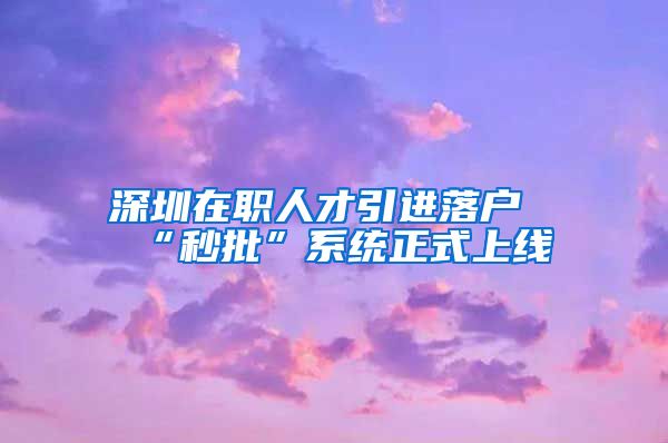 深圳在职人才引进落户“秒批”系统正式上线