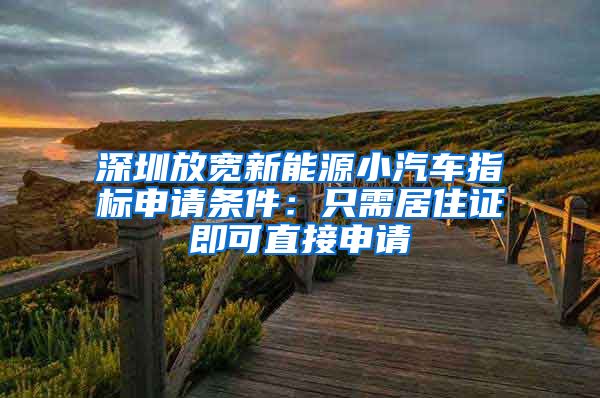 深圳放宽新能源小汽车指标申请条件：只需居住证即可直接申请