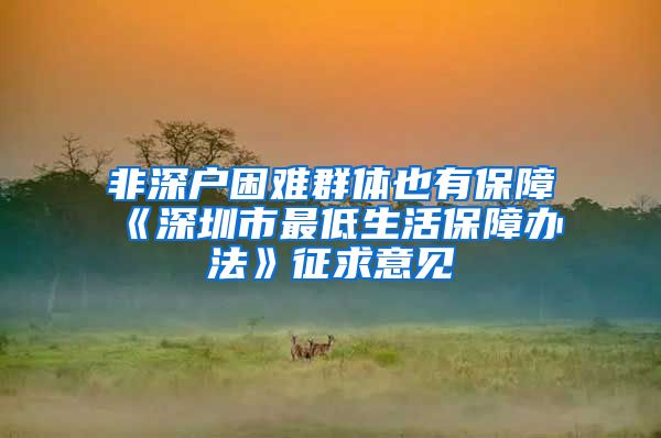 非深户困难群体也有保障《深圳市最低生活保障办法》征求意见