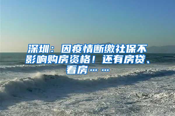 深圳：因疫情断缴社保不影响购房资格！还有房贷、看房……