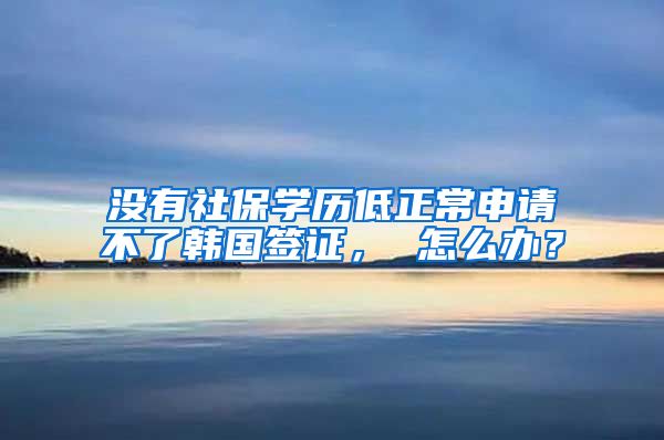 没有社保学历低正常申请不了韩国签证， 怎么办？