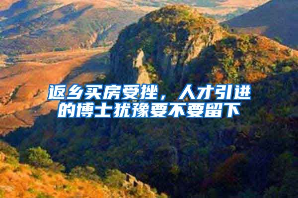 返乡买房受挫，人才引进的博士犹豫要不要留下