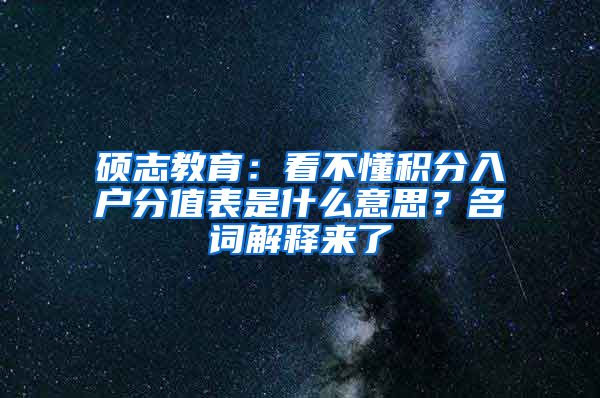 硕志教育：看不懂积分入户分值表是什么意思？名词解释来了