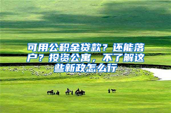 可用公积金贷款？还能落户？投资公寓，不了解这些新政怎么行