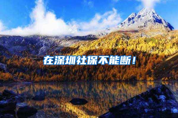 在深圳社保不能断！