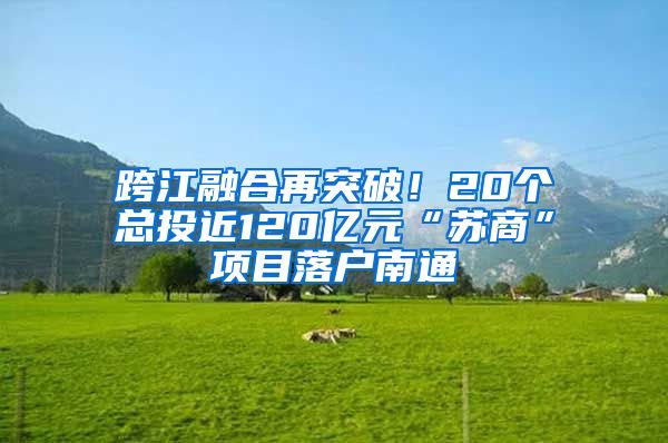 跨江融合再突破！20个总投近120亿元“苏商”项目落户南通