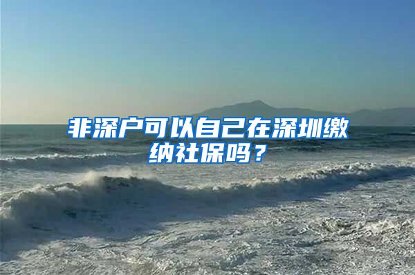 非深户可以自己在深圳缴纳社保吗？