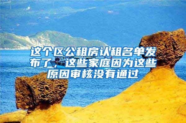 这个区公租房认租名单发布了，这些家庭因为这些原因审核没有通过