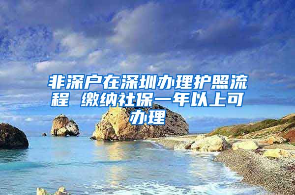 非深户在深圳办理护照流程 缴纳社保一年以上可办理