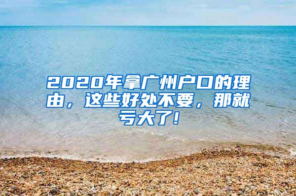 2020年拿广州户口的理由，这些好处不要，那就亏大了!