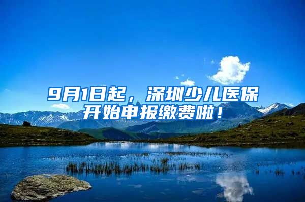 9月1日起，深圳少儿医保开始申报缴费啦！