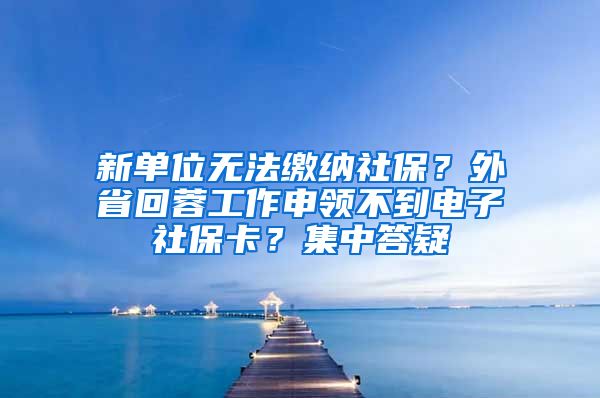新单位无法缴纳社保？外省回蓉工作申领不到电子社保卡？集中答疑