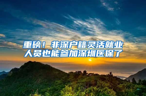 重磅！非深户籍灵活就业人员也能参加深圳医保了