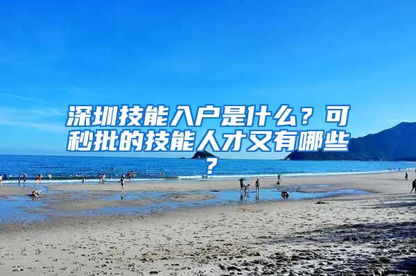 深圳技能入户是什么？可秒批的技能人才又有哪些？