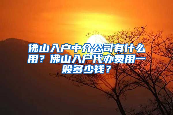 佛山入户中介公司有什么用？佛山入户代办费用一般多少钱？