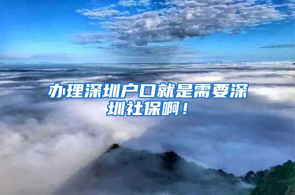 办理深圳户口就是需要深圳社保啊！