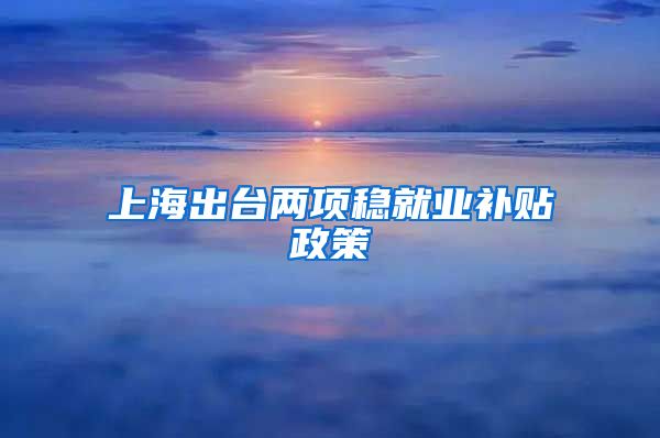 上海出台两项稳就业补贴政策