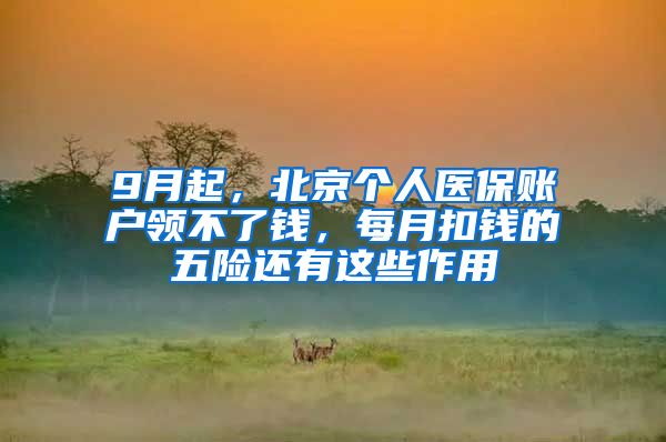 9月起，北京个人医保账户领不了钱，每月扣钱的五险还有这些作用