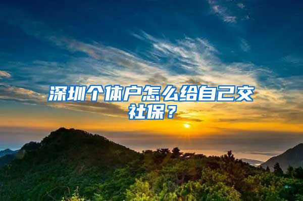 深圳个体户怎么给自己交社保？
