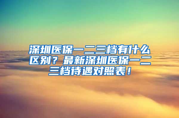 深圳医保一二三档有什么区别？最新深圳医保一二三档待遇对照表！