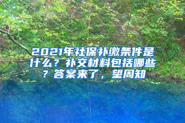 2021年社保补缴条件是什么？补交材料包括哪些？答案来了，望周知