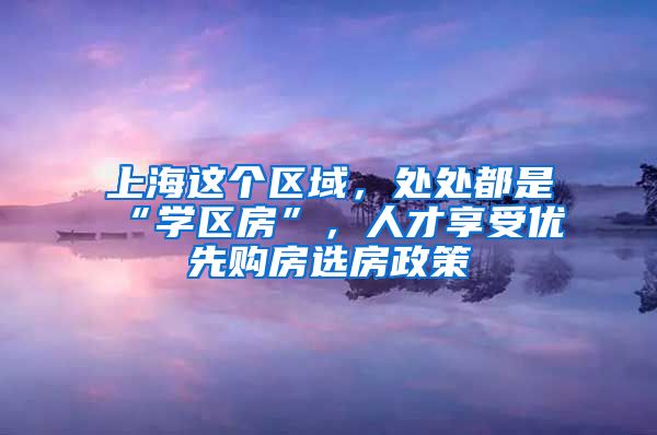 上海这个区域，处处都是“学区房”，人才享受优先购房选房政策