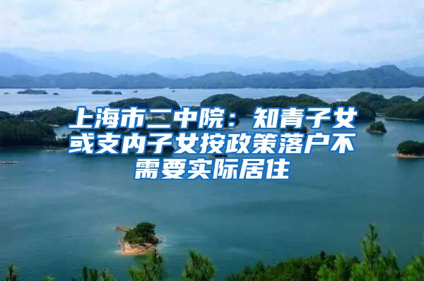 上海市二中院：知青子女或支内子女按政策落户不需要实际居住