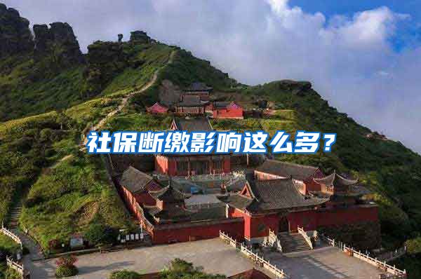 社保断缴影响这么多？