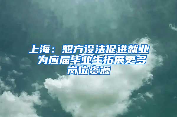 上海：想方设法促进就业 为应届毕业生拓展更多岗位资源