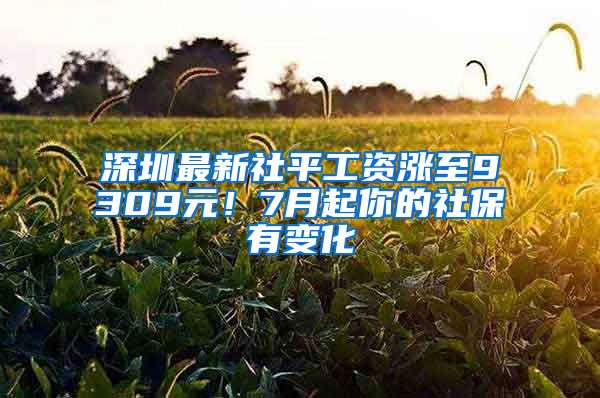 深圳最新社平工资涨至9309元！7月起你的社保有变化